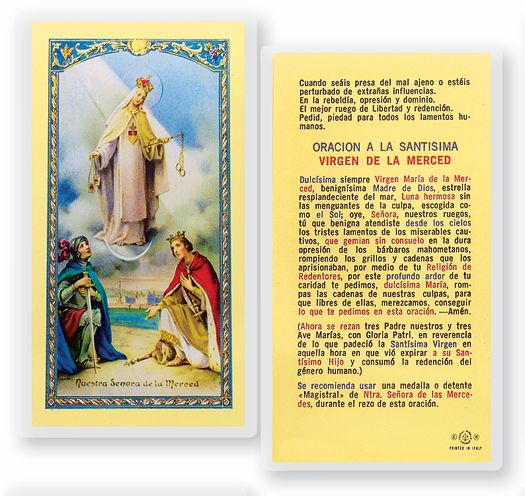 ORACION A N.S. DE LA MERCED Spanish Laminated Holy Card, 2-5/8"x4-3/8", # 18227