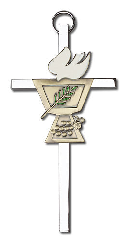 4" Chalice w/ Dove Cross, Gold-Tone on Nickel Plated Cross, # 1823