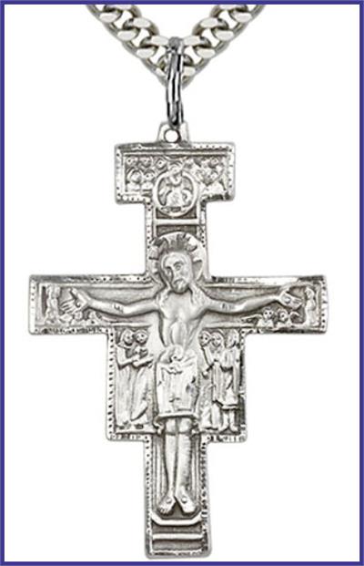 1-1/4" Damiano Cross Sterling Silver, Your Choice of Chain, # 18231