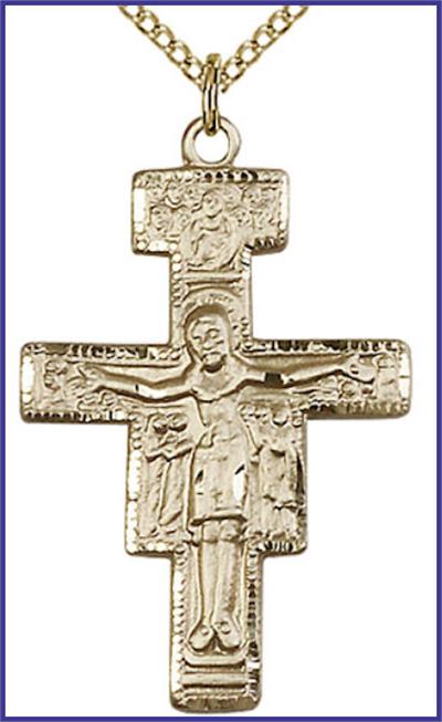 1-1/4" San Damiano Cross, 14kt Gold Filled, Your Choice of Chain, # 18234
