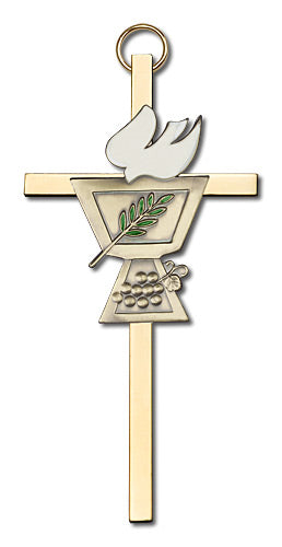 4" Chalice w/ Dove Cross, Gold-Tone on Polished Brass Cross, # 1824
