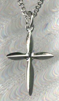 Tapered Sterling Cross 3/4", your choice of chain, # 18249