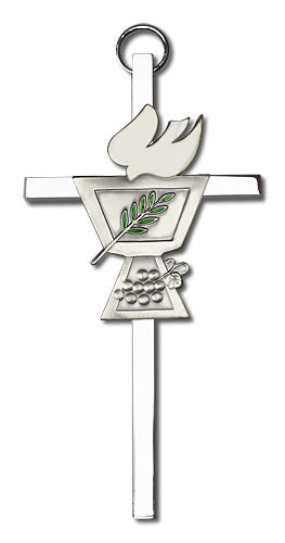 4" Chalice w/ Dove Cross, Silver-Tone on Nickel Plated Cross, # 1825