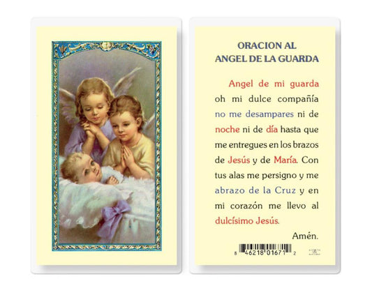ANGEL DE LA GUARDA-DOS ANGELES Spanish Laminated Holy Cards, 25-Count Value Pack, # 18305
