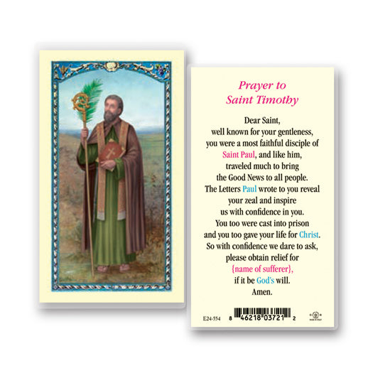 Prayer to Saint Timothy Laminated Holy Card, # 18317