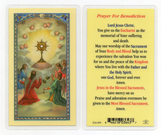 Prayer for Benediction Laminated Holy Card, # 18321