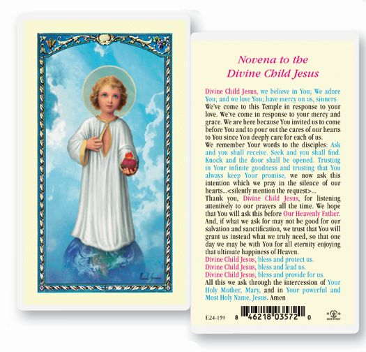 Novena to the Divine Child Jesus Laminated Holy Card, # 18322