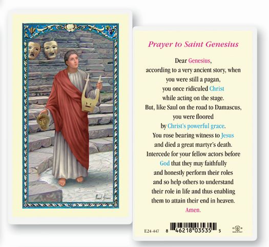 Prayer to Saint Genesius Laminated Holy Card, # 18323