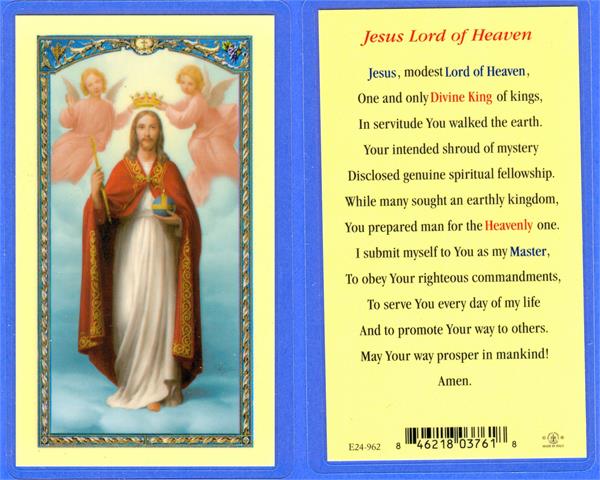 Jesus Lord of Heaven Laminated Holy Card, # 18334