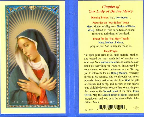 Chaplet of Our Lady of Divine Mercy Laminated Holy Card, # 18335
