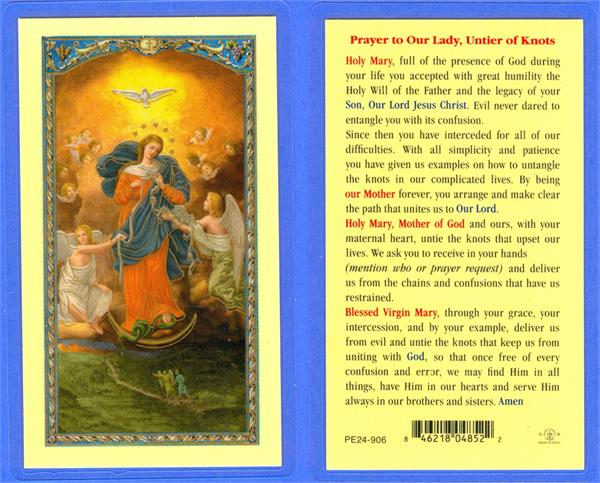Prayer to Our Lady Untier of Knots Laminated Holy Card, # 18336