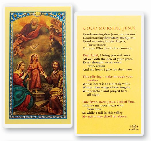 Good Morning Jesus Laminated Holy Card, # 18337