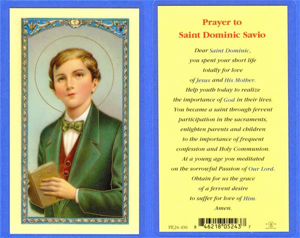Prayer to St. Dominic Savio Laminated Holy Card, # 18338