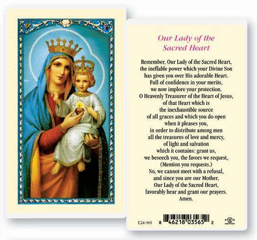 Our Lady of the Sacred Heart Laminated Holy Card, # 18348
