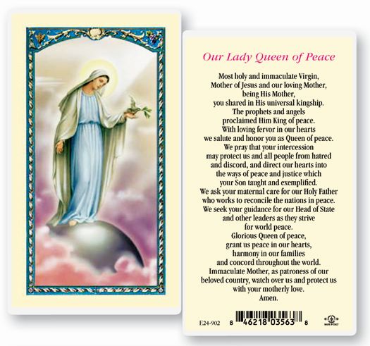 Our Lady Queen of Peace Laminated Holy Card, # 18349