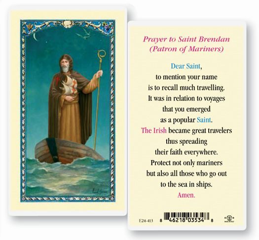 Prayer to St. Brendan (patron of Mariners) Laminated Holy Card, # 18362