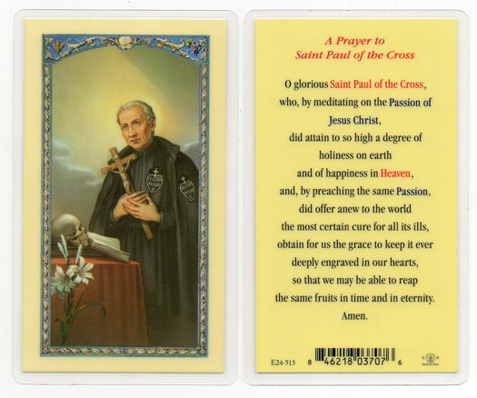 A Prayer to St. Paul of the Cross Laminated Holy Card, # 18365