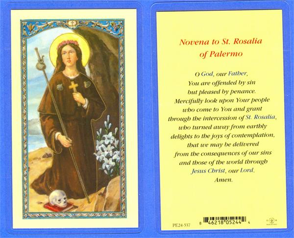 Novena to St. Rosalia of Palermo Laminated Holy Card, # 18371