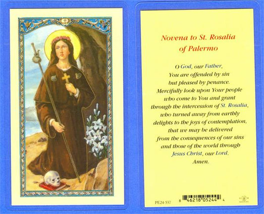 Novena to St. Rosalia of Palermo Laminated Holy Card, # 18371