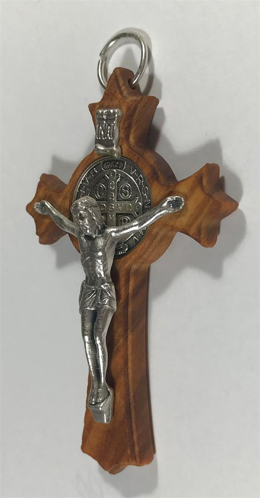 Olive Wood St. Benedict Crucifix, 3", # 18418