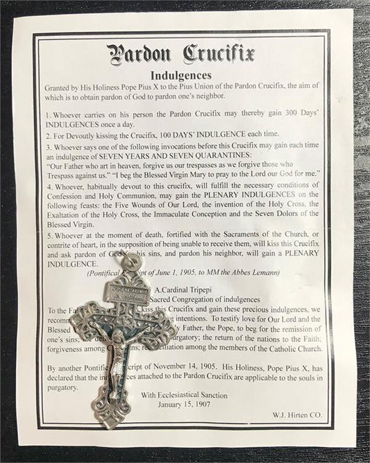 Pardon Crucifix with Pamphlet, 2.25" metal, 25-pack, # 18450