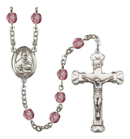 St. Albert the Great Rosary, 6mm Fire Polished Amethyst Beads, Silver Plate, # 1898
