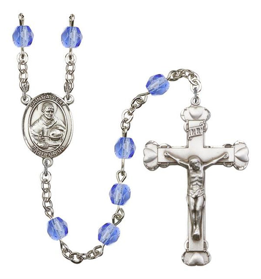 St. Albert the Great Rosary, 6mm Fire Polished Sapphire Beads, Silver Plate, # 1907 Preview Product on Storefront