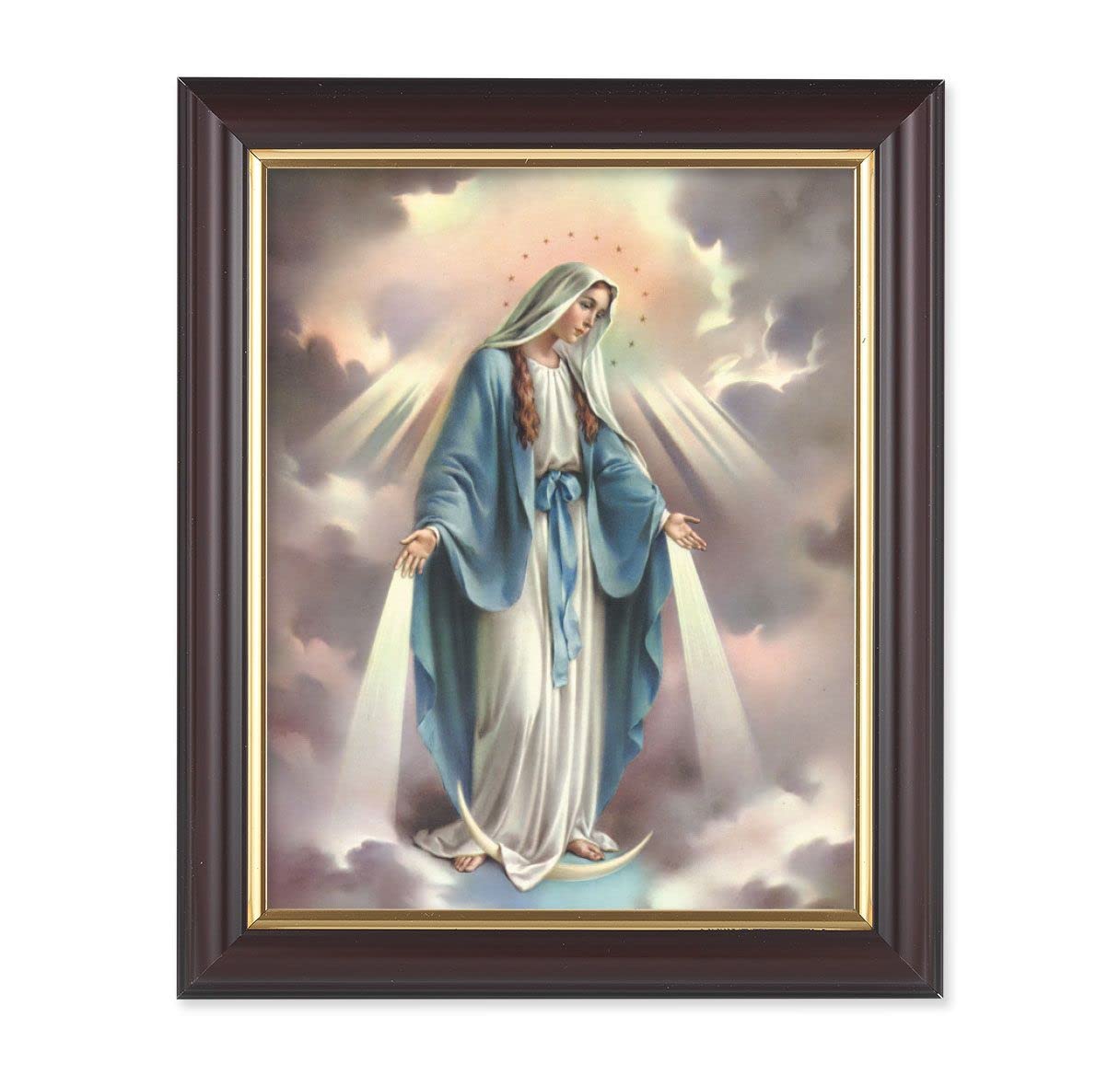 Our Lady of Grace, 10"x12", Classic Fluted Walnut Finished Frame, Italian Print Under Glass # 26197
