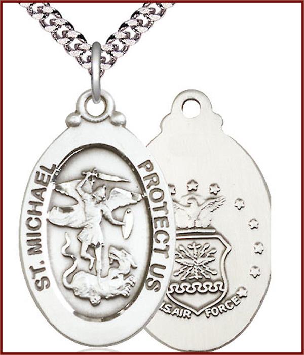 Pewter St. Michael / Air Force Medal, 1-1/8"tall, Your Choice of Chain, # 1918