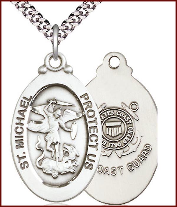 Pewter St. Michael / Coast Guard Medal, 1-1/8"tall, Your Choice of Chain, # 1922