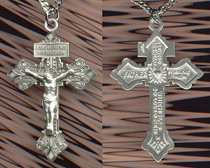2-1/8" Pardon Crucifix, Sterling Silver, Your Choice of Chain, # 19222