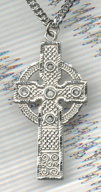 Kilklispeen Celtic Cross, Sterling Silver, 1-7/8", your choice of chain, # 19223