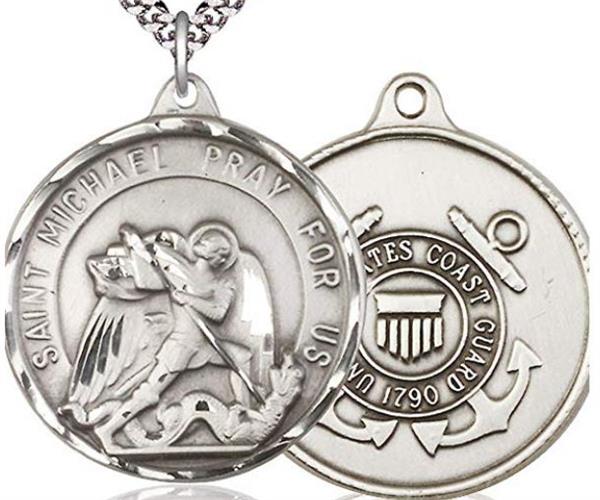 Pewter St. Michael / Coast Guard Medal, 1-1/4" dia., Your Choice of Chain, # 1951
