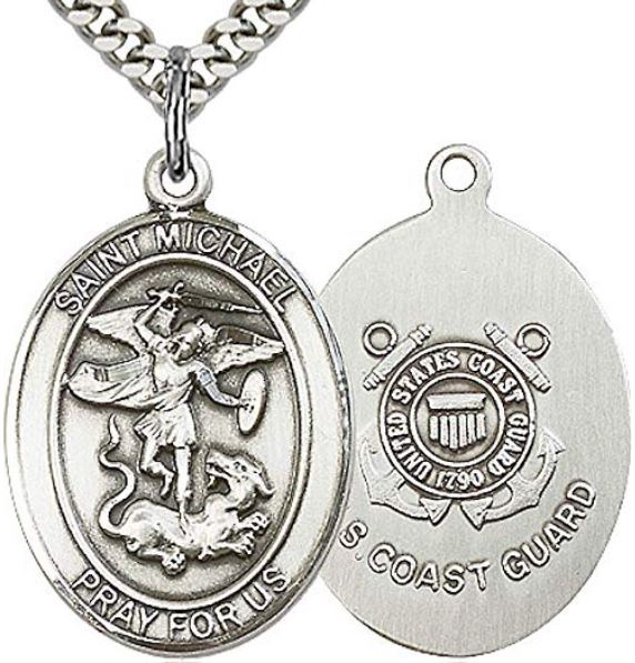 Pewter St. Michael / Coast Guard Medal, 3/4" tall, Your Choice of Chain, # 1977