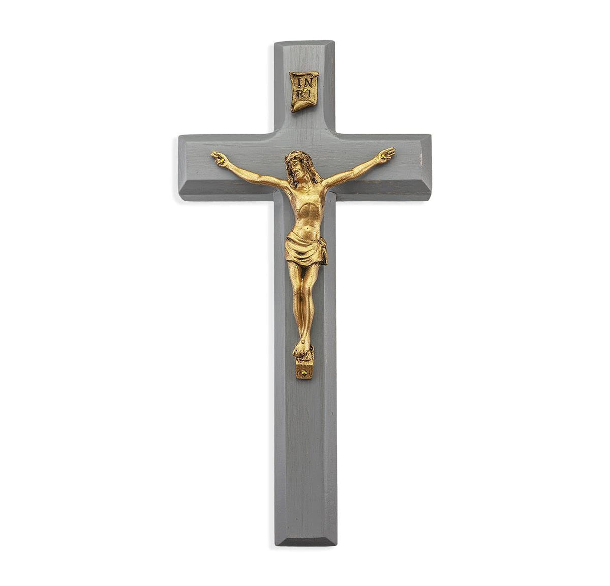 10" Grey Distressed Cross w/Gold Corpus # 28777