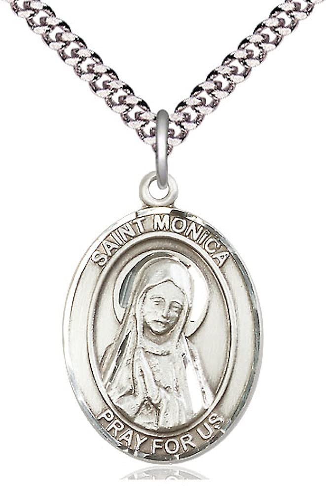 St. Monica Medal in Fine Pewter, 1" tall, Your Choice of Chain, # 5491