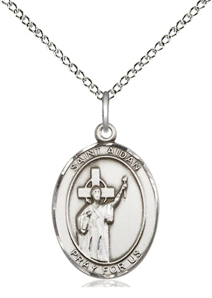 St. Aidan of Lindesfarne Medal in Fine Pewter, 3/4" tall, Your Choice of Chain, # 5726