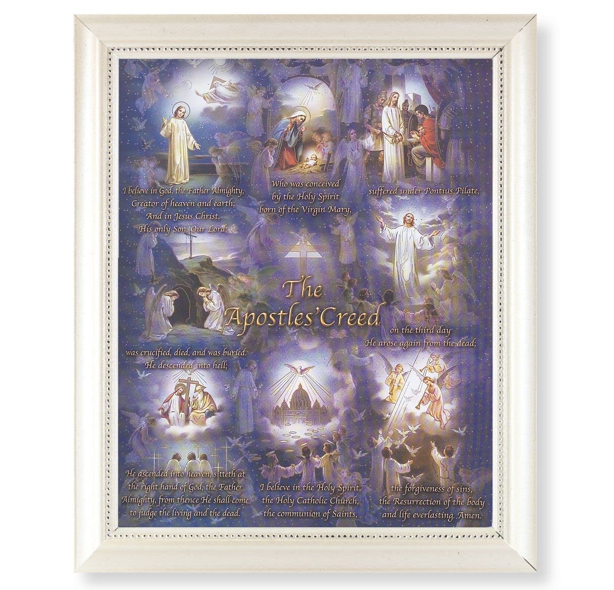 Apostle's Creed Picture, Pearlized White 9-1/2"x11-1/2 Frame, Beaded Lip, Under Glass # 28094
