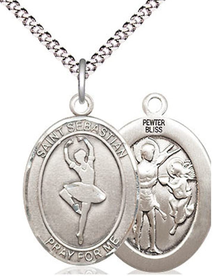 Dance / St. Sebastian Medal in Fine Pewter, 3/4", Your Choice of Chain # 17437