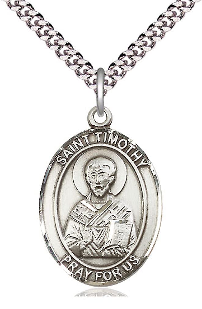 St. Timothy Medal in Fine Pewter, 1" tall, Your Choice of Chain, # 5605