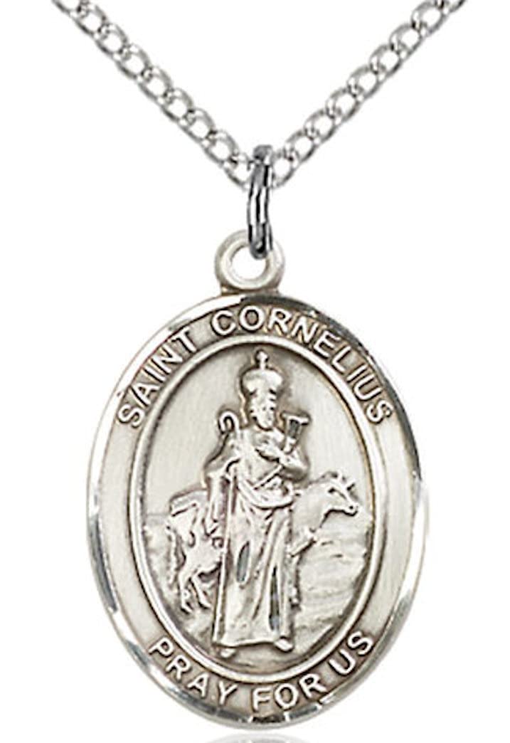 St. Cornelius Medal in Fine Pewter, 3/4" tall, Your Choice of Chain # 17000