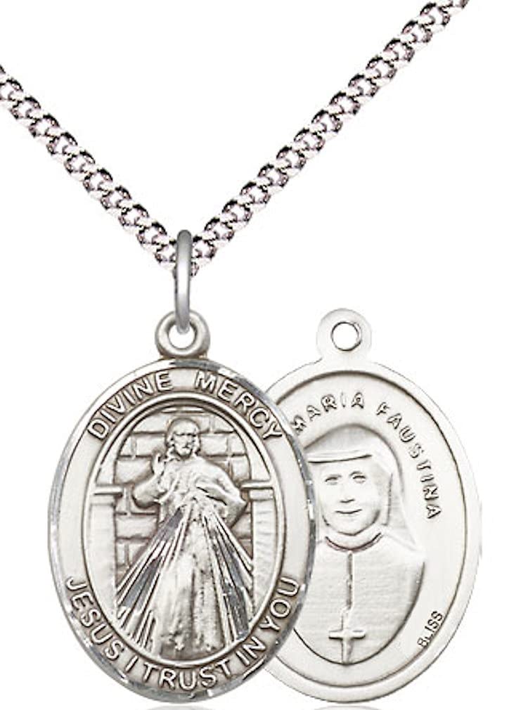 Divine Mercy Medal in Fine Pewter, 3/4" tall, Your Choice of Chain, # 5696