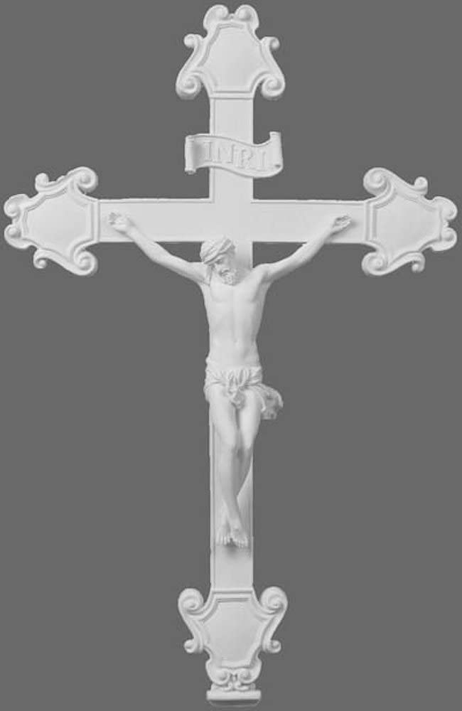 16" White Resin Wall Crucifix, # 65039