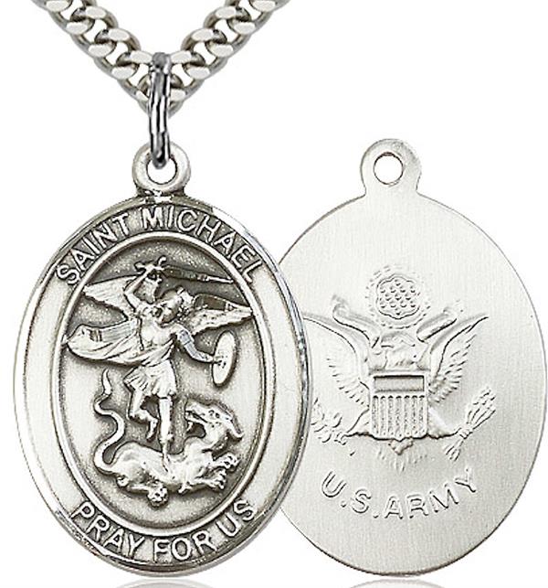 St. Michael / Army Medal, Pewter, 1" tall, Your Choice of Chain, # 2017