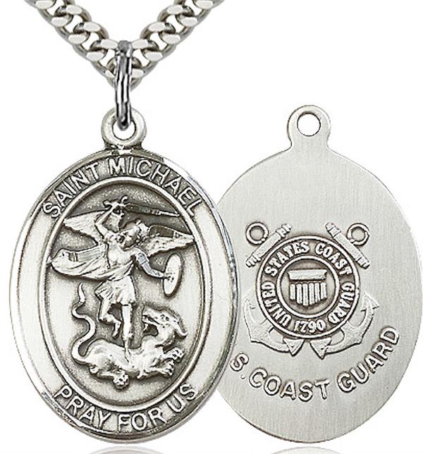 St. Michael / Coast Guard Medal, 3/4" tall, Sterling, Your Choice of Chain, # 2033