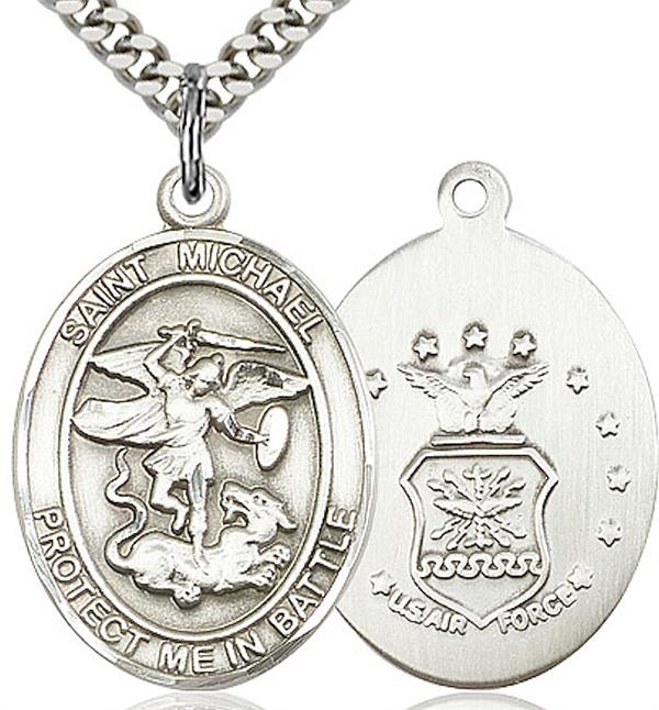 St. Michael / Air Force Medal, 1" tall, Fine Pewter, Your Choice of Chain, # 2054