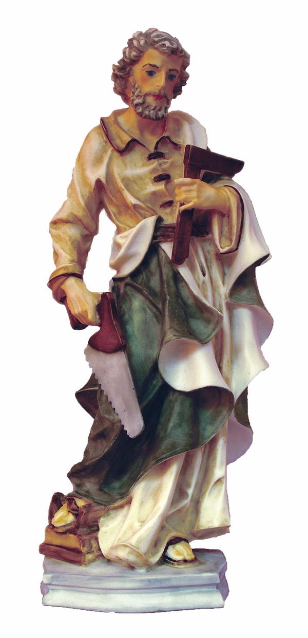 St. Joseph The Worker Statue, Hand Painted Alabaster, 13.5", Made in Italy, # 21120