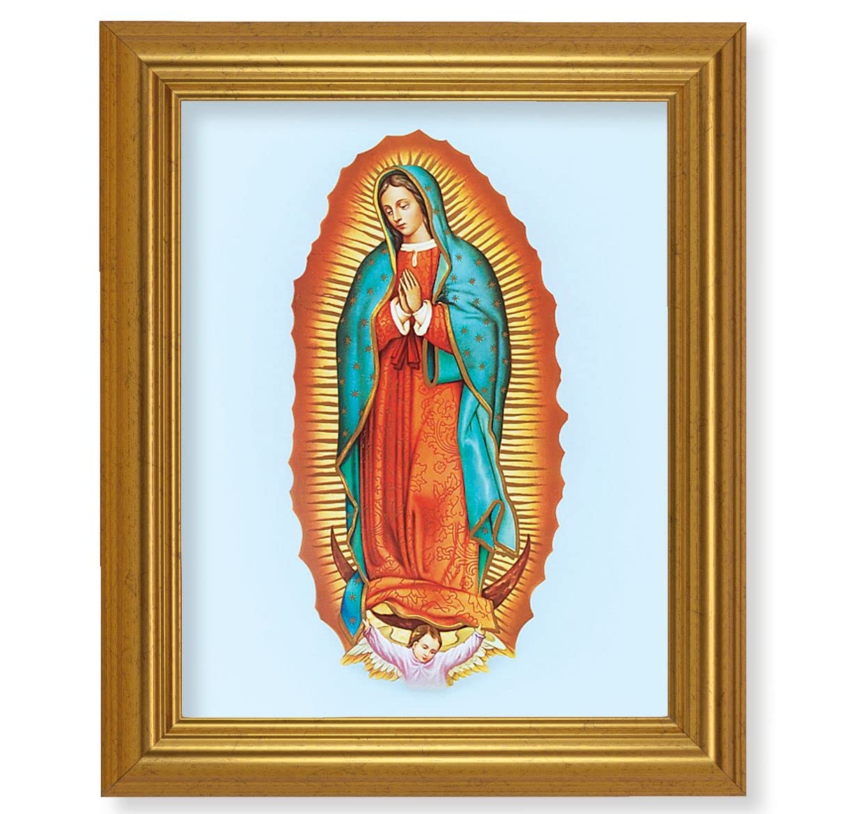 Our Lady of Guadalupe, 10"x12" Gold-Leaf Finished Classic Frame, Italian Print on Artboard # 27218