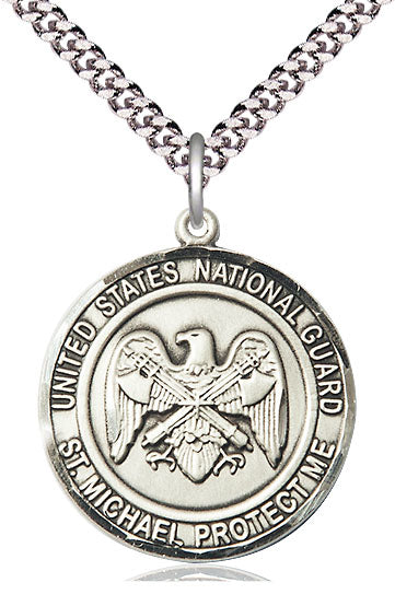 St. Michael / National Guard Medal, 1" round, Sterling Silver, Your Choice of Chain, # 2145