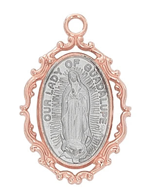 Miraculous Medal, 2-Tone Rose Gold Plate & Sterling, 18" Chain, # 21451